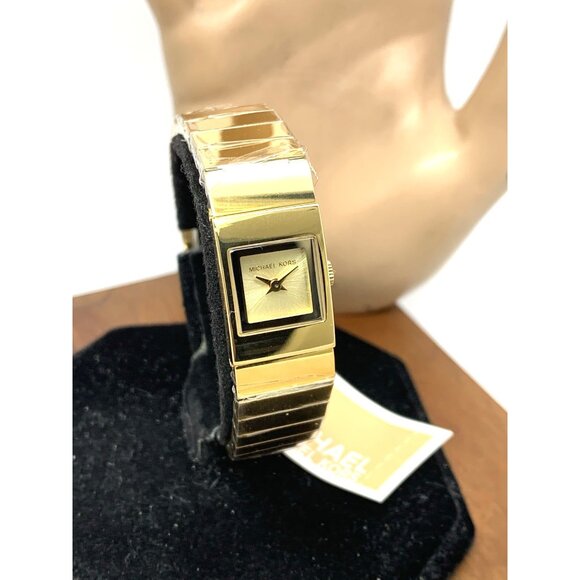 Michael Kors Women's Watch MK4885 Quartz Gold Stainless Steel Petite Tank 15mm - Picture 13 of 14